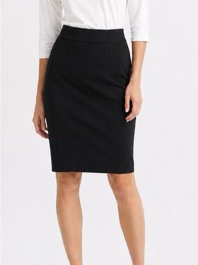 Ellen Tracy Black Pull On Knit Pencil Skirt Comfort Corporate Size M Medium